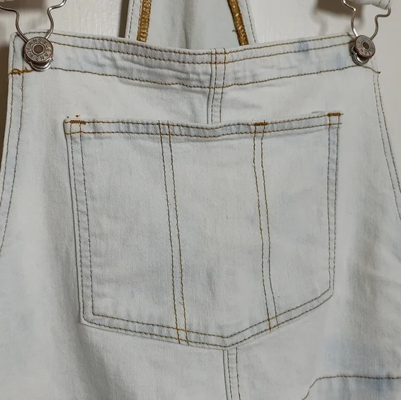 Jeans Light Blue Bleached Denim Overalls - Picture 4 of 13